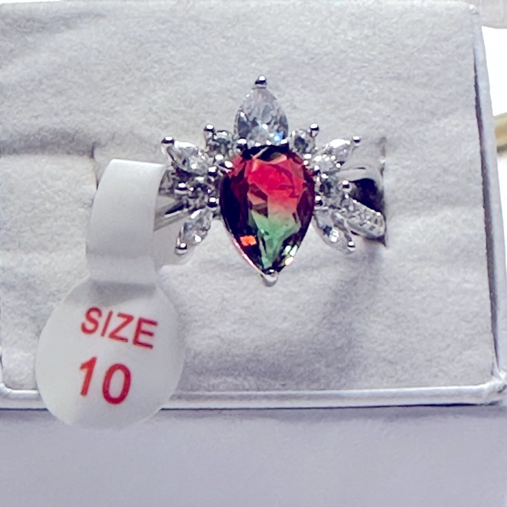 Lab created watermelon tourmaline on .925 solid Sterling silver